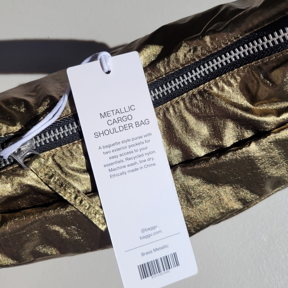 Baggu Metallic Brass Small Cargo Shoulder Bag - Picture 2 of 8